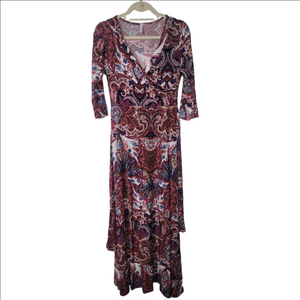 PINK BLUSH Paisley Maxi Dress. Vibrant, Stretchy, Comfort. See Measurements Sm?